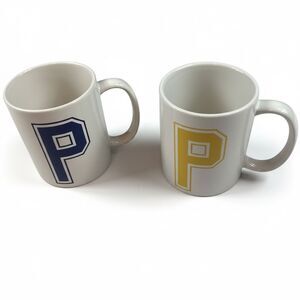 RALPH LAUREN Coffee Mug Set White Letter P Vintage Rare Polo Jeans Co Flag Logo